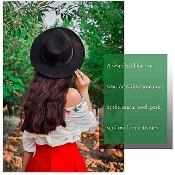 Hudanhuwei Womens Fedora Hat Wide Brim Black Silver One Size - Picture 2 of 4